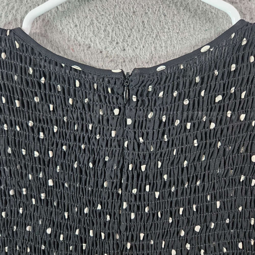 Zara Top Blouse Women Small Long Sleeve Elastic Fitted Polka Dot Black - Picture 6 of 9